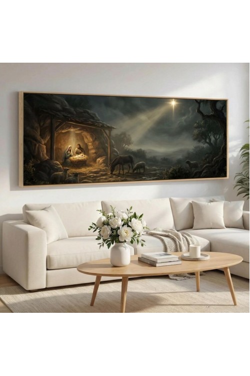 Panoramic Nativity Barn Canvas Wall Art
