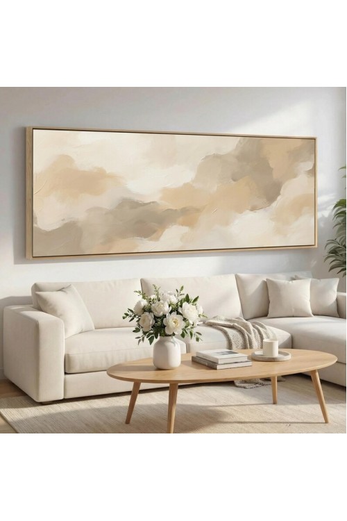 Neutral Wide Abstract Canvas Wall Art
