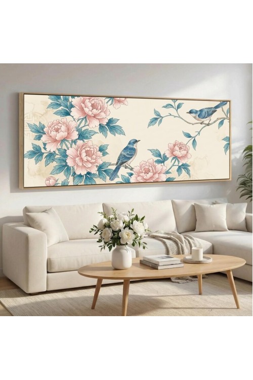 Neutral Panorama Floral Canvas Wall Art,